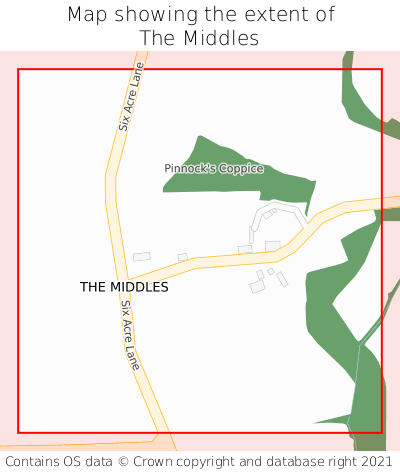 Map showing extent of The Middles as bounding box