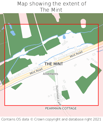 Map showing extent of The Mint as bounding box