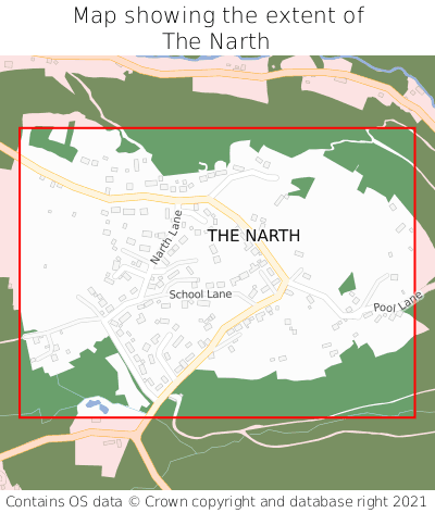Map showing extent of The Narth as bounding box