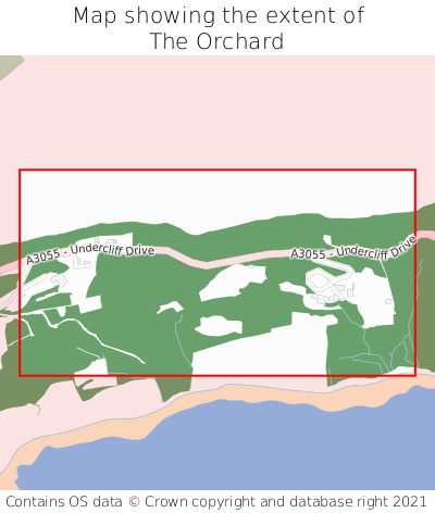 Map showing extent of The Orchard as bounding box