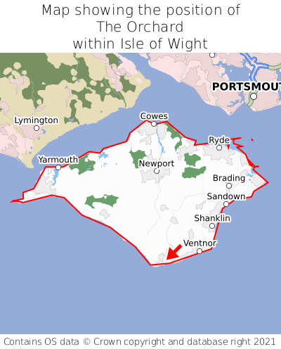 Map showing location of The Orchard within Isle of Wight