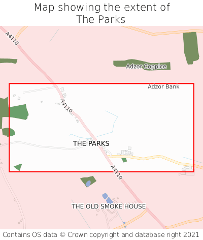Map showing extent of The Parks as bounding box