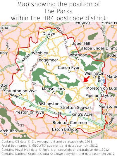 Map showing location of The Parks within HR4