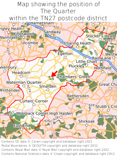 Map showing location of The Quarter within TN27