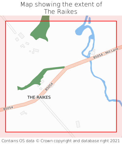 Map showing extent of The Raikes as bounding box