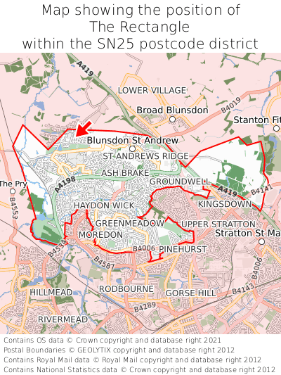 Map showing location of The Rectangle within SN25