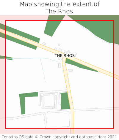 Map showing extent of The Rhos as bounding box