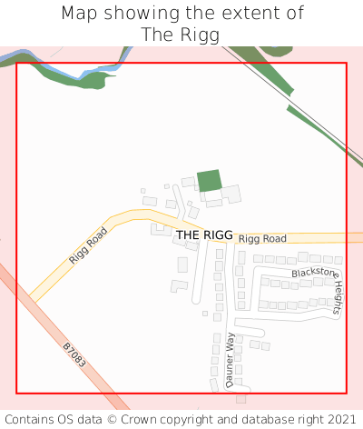 Map showing extent of The Rigg as bounding box