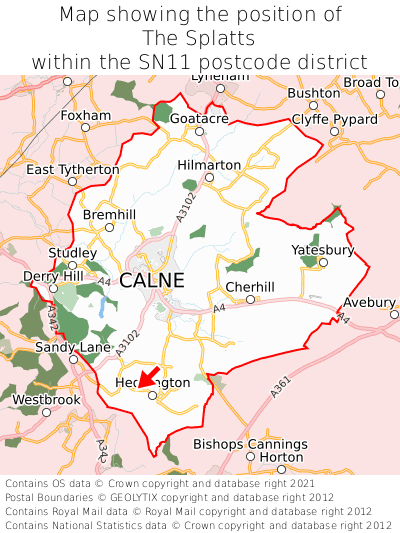 Map showing location of The Splatts within SN11