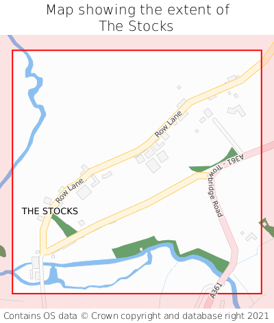 Map showing extent of The Stocks as bounding box