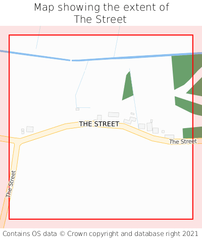 Map showing extent of The Street as bounding box