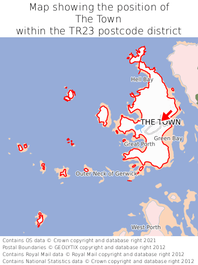 Map showing location of The Town within TR23