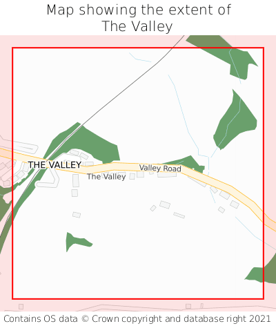 Map showing extent of The Valley as bounding box