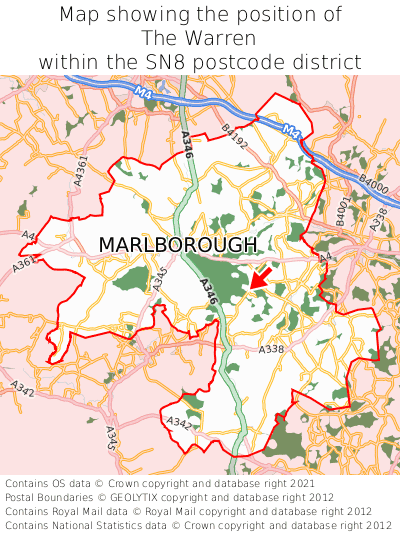 Map showing location of The Warren within SN8