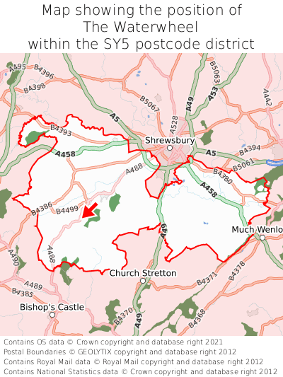 Map showing location of The Waterwheel within SY5