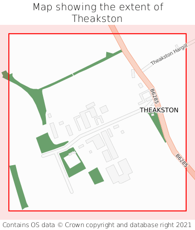 Map showing extent of Theakston as bounding box