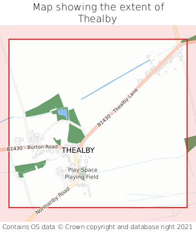 Map showing extent of Thealby as bounding box