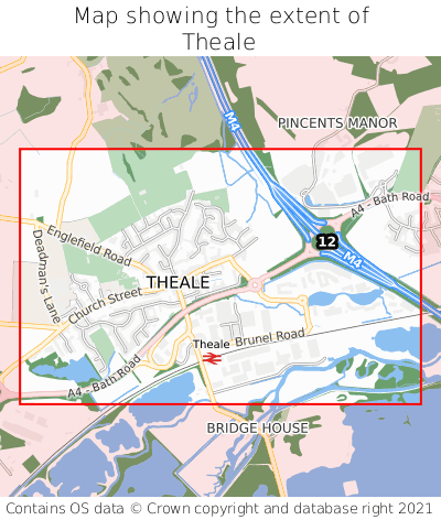 Map showing extent of Theale as bounding box
