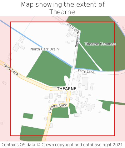 Map showing extent of Thearne as bounding box