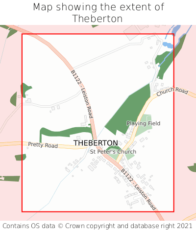 Map showing extent of Theberton as bounding box