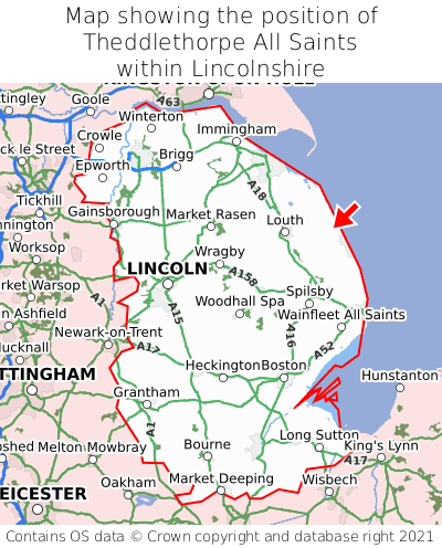Map showing location of Theddlethorpe All Saints within Lincolnshire