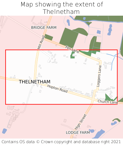 Map showing extent of Thelnetham as bounding box