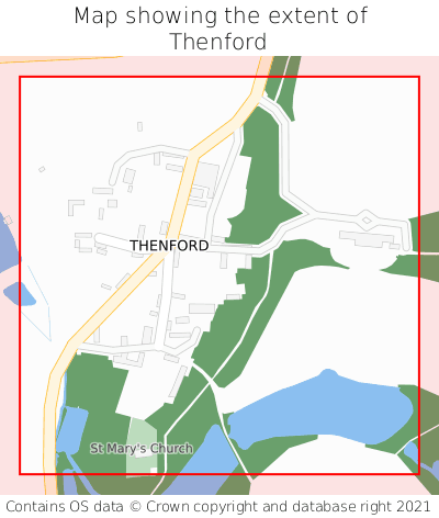 Map showing extent of Thenford as bounding box