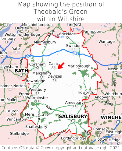 Map showing location of Theobald's Green within Wiltshire
