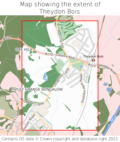 Map showing extent of Theydon Bois as bounding box