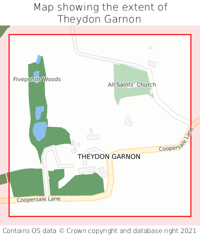 Map showing extent of Theydon Garnon as bounding box