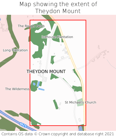 Map showing extent of Theydon Mount as bounding box