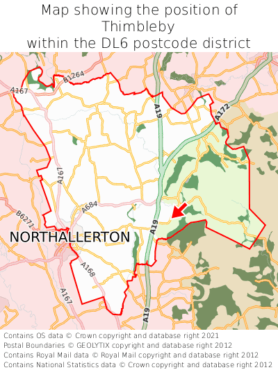Map showing location of Thimbleby within DL6