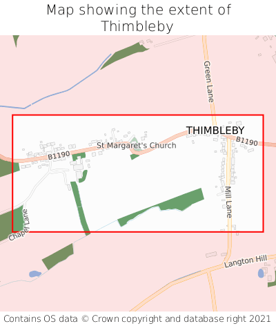 Map showing extent of Thimbleby as bounding box