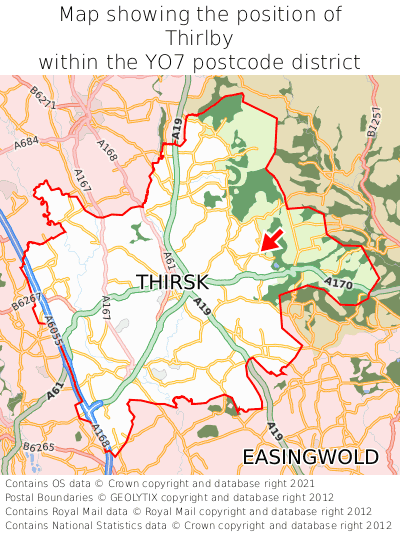 Map showing location of Thirlby within YO7