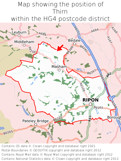 Map showing location of Thirn within HG4