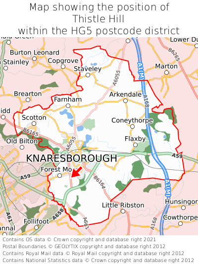 Map showing location of Thistle Hill within HG5