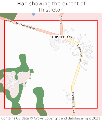 Map showing extent of Thistleton as bounding box