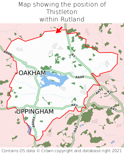 Map showing location of Thistleton within Rutland