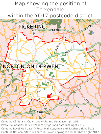 Map showing location of Thixendale within YO17