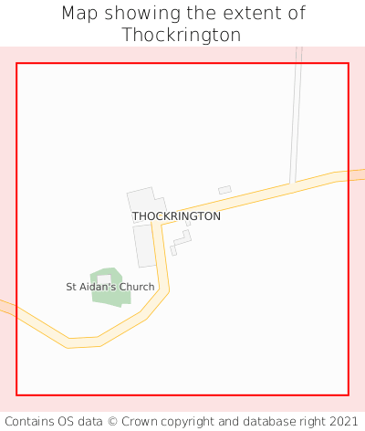 Map showing extent of Thockrington as bounding box