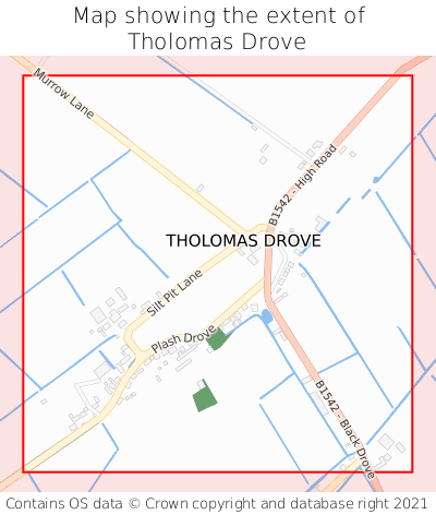 Map showing extent of Tholomas Drove as bounding box