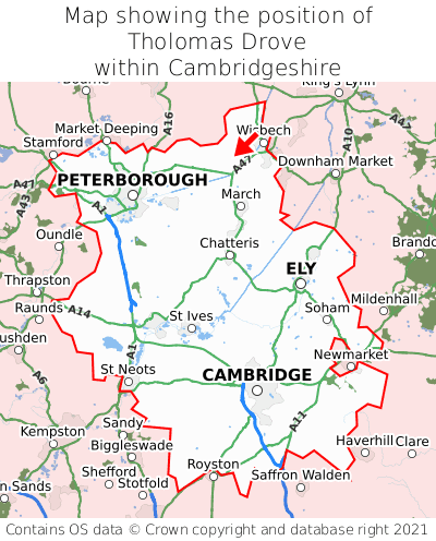 Map showing location of Tholomas Drove within Cambridgeshire