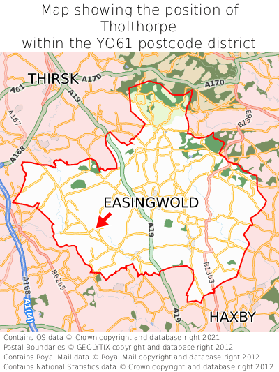 Map showing location of Tholthorpe within YO61