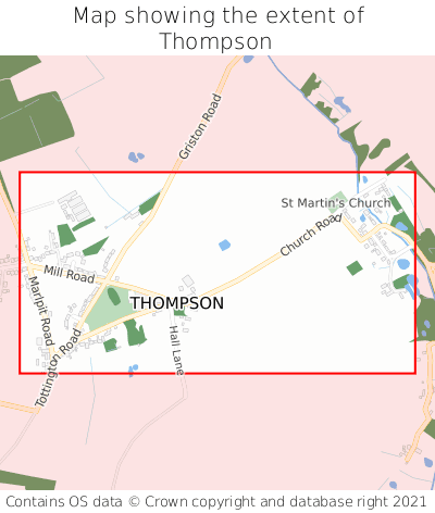 Map showing extent of Thompson as bounding box