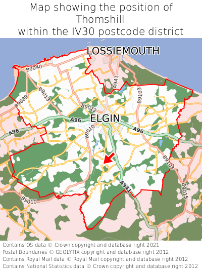 Map showing location of Thomshill within IV30