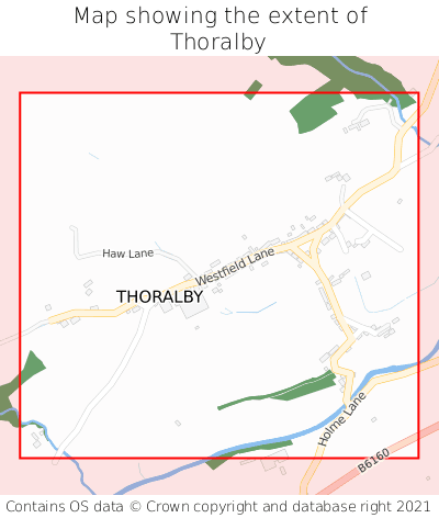 Map showing extent of Thoralby as bounding box