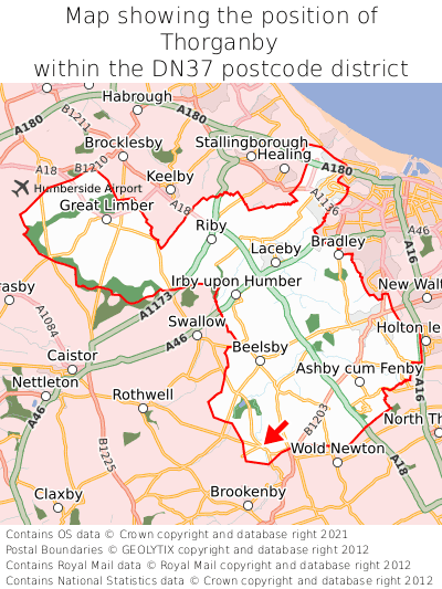 Map showing location of Thorganby within DN37