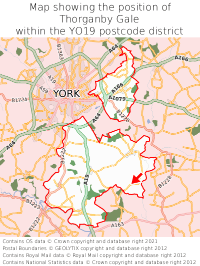 Map showing location of Thorganby Gale within YO19