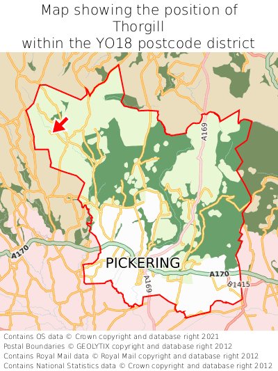 Map showing location of Thorgill within YO18