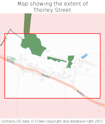 Map showing extent of Thorley Street as bounding box